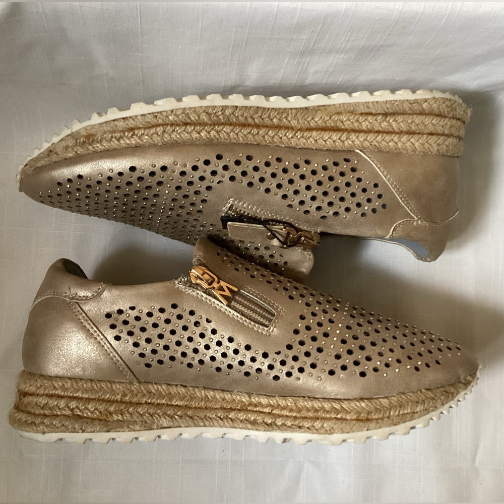 MARIAMARE espadrille sneakers 7.5 US or 38 EU gold metallic rhinestones EUC